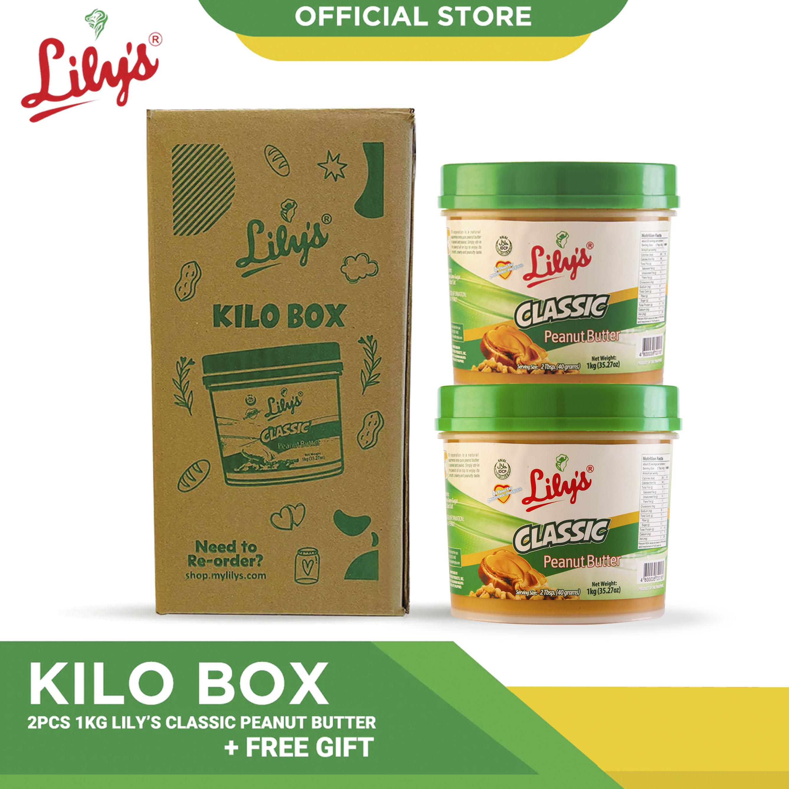 KILO BOX 2 pcs Lily's Classic Peanut Butter 1kg