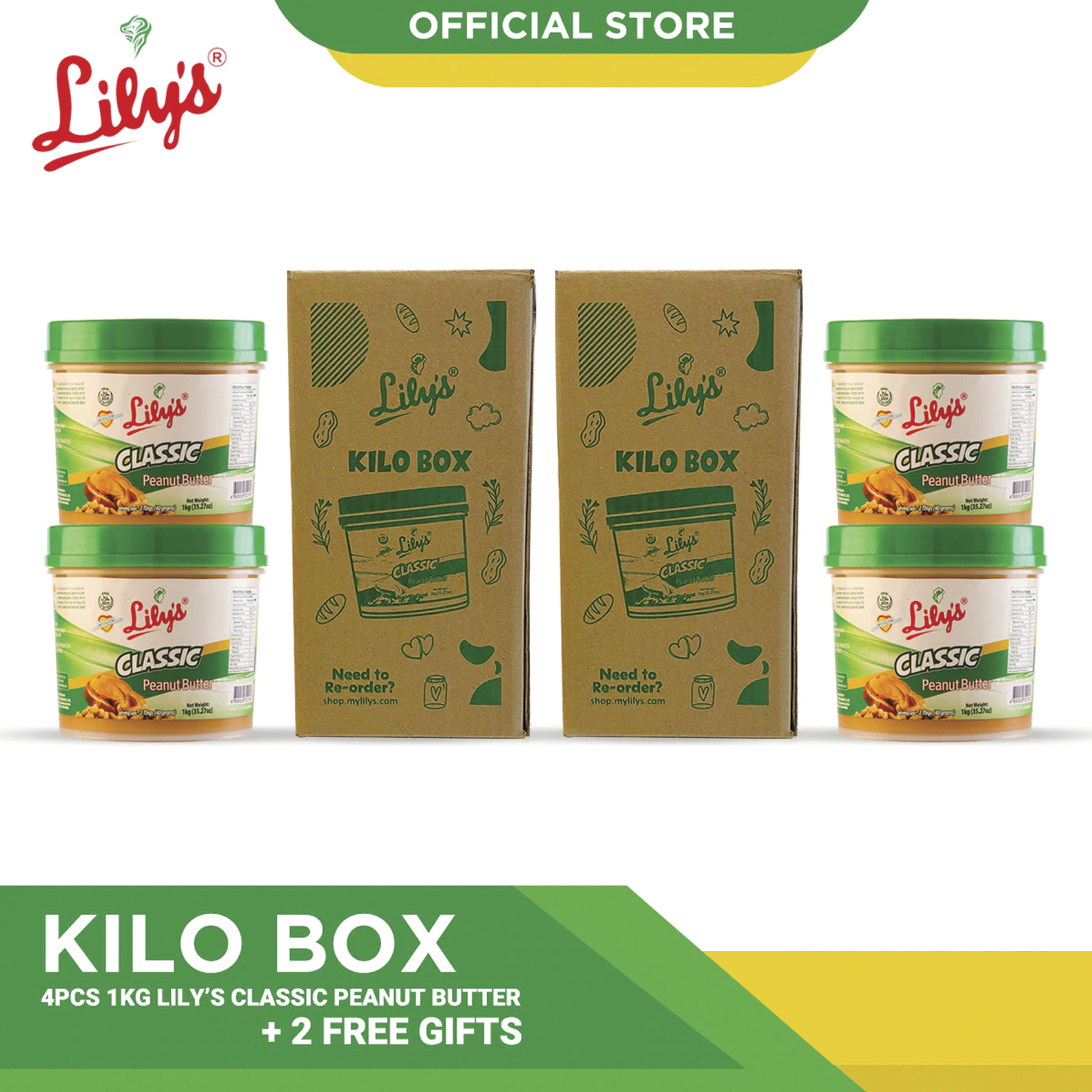 KILO BOX 4 pcs 1kg Lily's Classic Peanut Butter 1kg